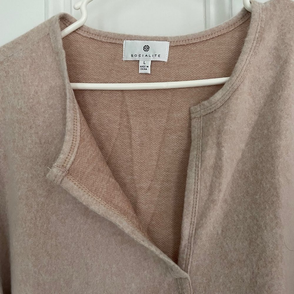 Socialite Split Neck Long Sleeve Pullover Sweater… - image 2